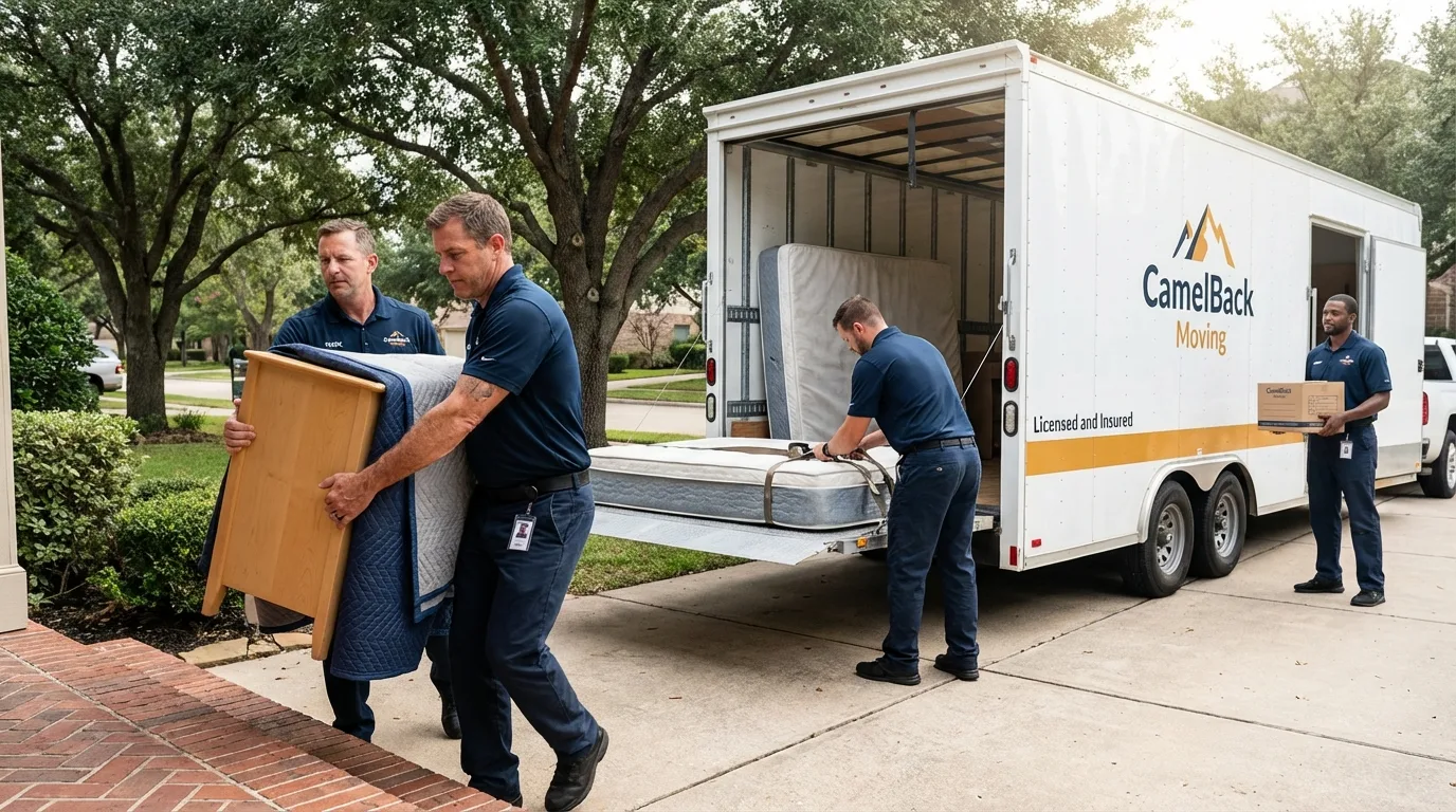 Crew loading residential truck for cross-state move from Wadley, GA