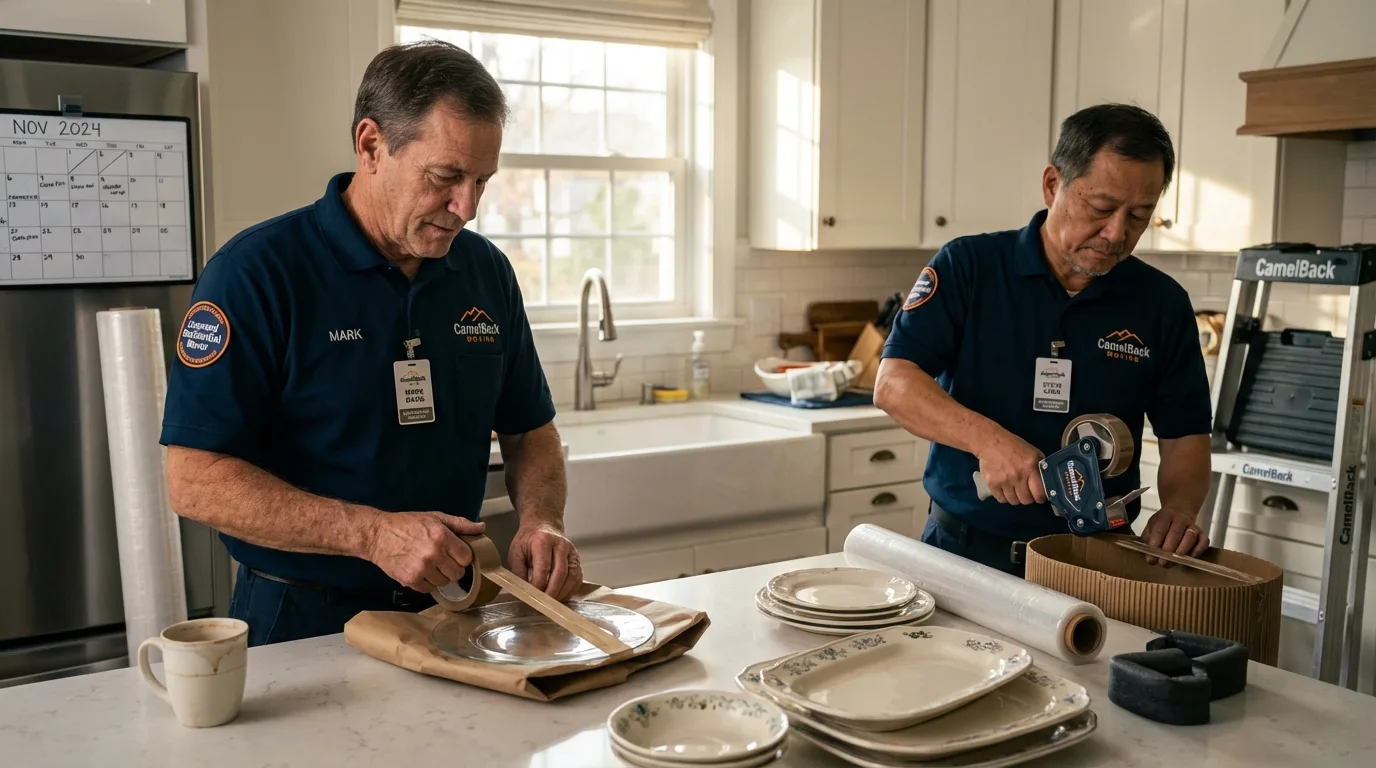 Professional crew packing kitchen dishware in Wadley, GA
